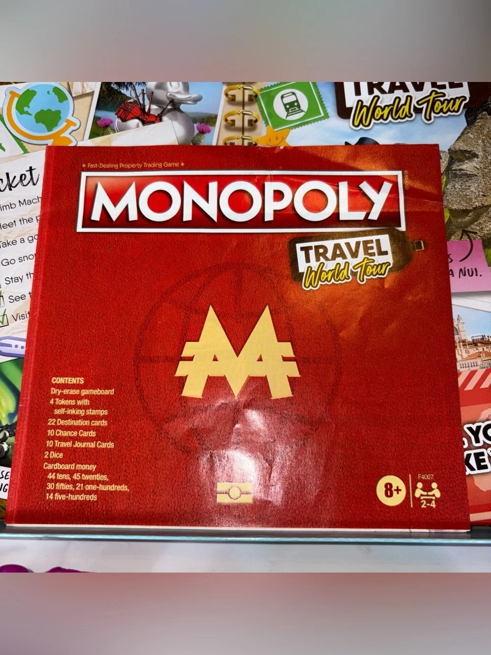 Monopoly Travel World Tour Board Game 2022 Family Game Night 2-4 Players